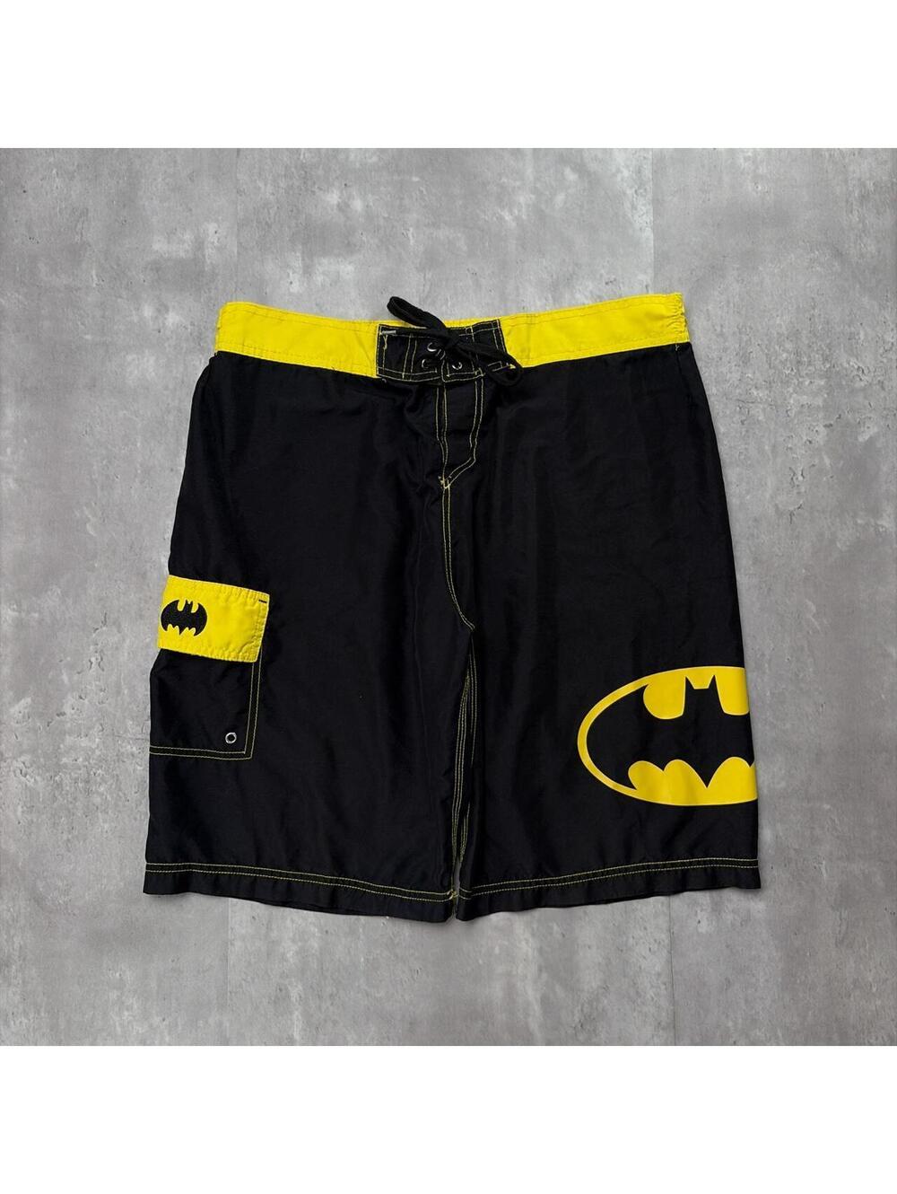 Y2K Black DC Comics Batman Grunge Baggy Board Shorts